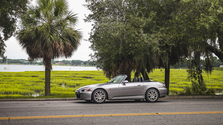 Honda S2000 parked by the water