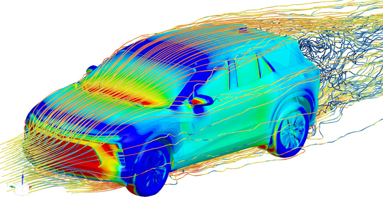 GM's AI software being used to look at its Blazer EV in a virtual wind tunnel.
