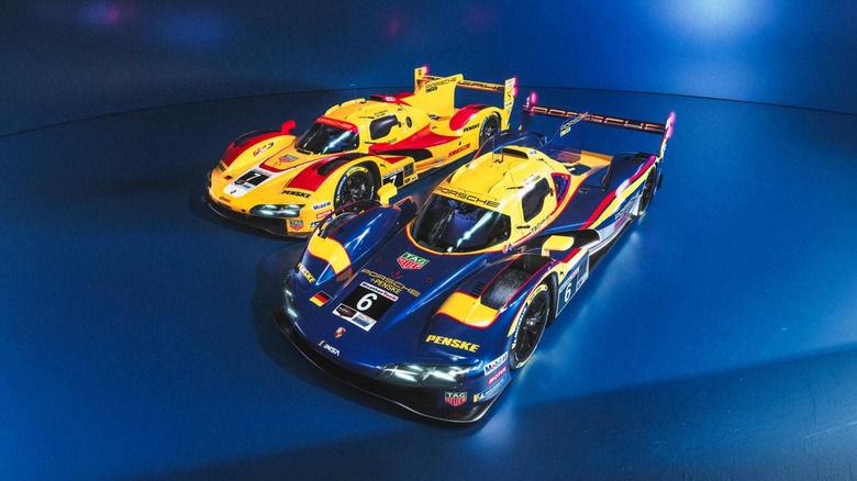 Porsche Penske Motorsport's 963 prototypes painted in the throwback liveries they will race at Road America