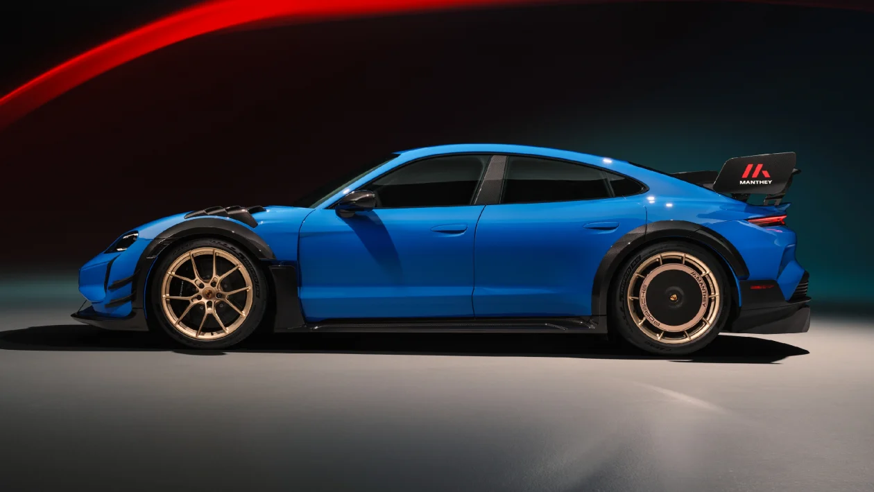Porsche Taycan with Manthey Racing kit side
