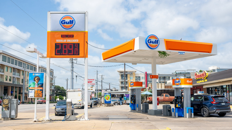 as prices are displayed at a Gulf gas station on June 25, 2026 in Austin, Texas.