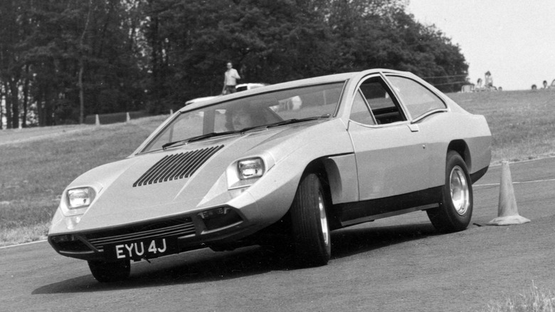 1971 Marcos Mantis on a paved track.